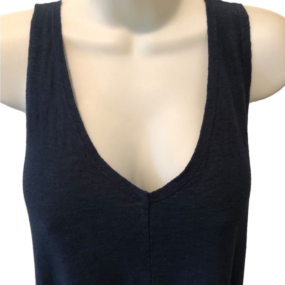 Cut Loose V Neck Patchwork Sleeveless Tank Dress Navy Linen Blend Sz M Cruise - Picture 3 of 6